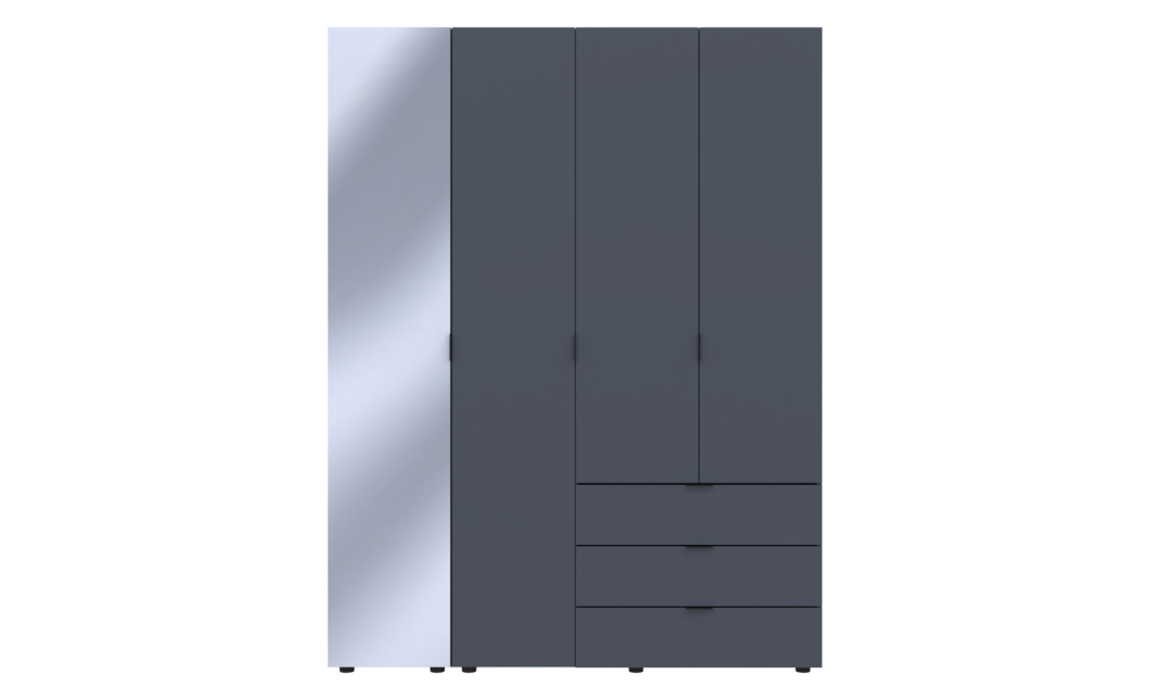 Nyílóajtós gardróbszekrény Doros Gelár Grafitszürke 3 bútorlap / Tükör 155x49,5x203,4 (42002158)