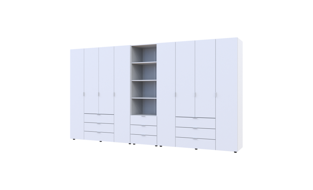 Gardróbszekrény Doros Gelár Fehér 4+4 ajtós oszlopos szekrénnyel 370х49.5х203.4 (42005167)