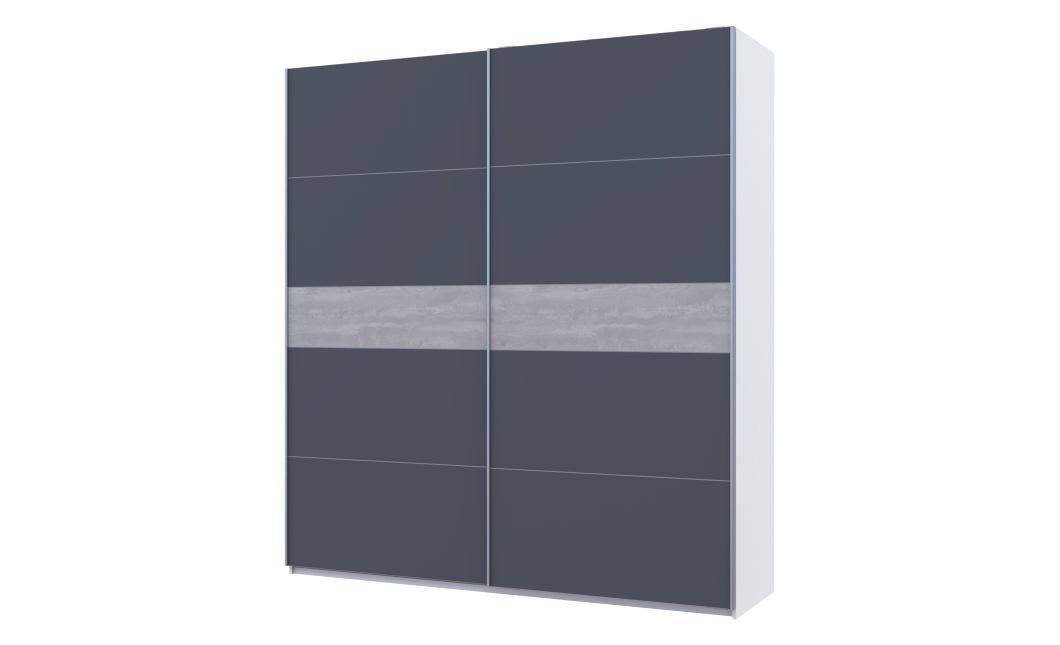 Tolóajtós gardróbszekrény Doros G-Caiser fehér/grafit beton betéttel 2 bútorlap / 5 rész 220x60x240 (44900281)
