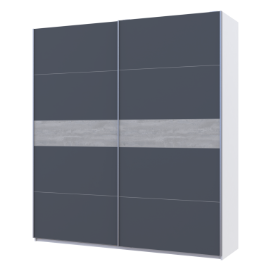 Tolóajtós gardróbszekrény Doros G-Caiser fehér/grafit beton betéttel 2 bútorlap / 5 rész 220x60x240 (44900281)