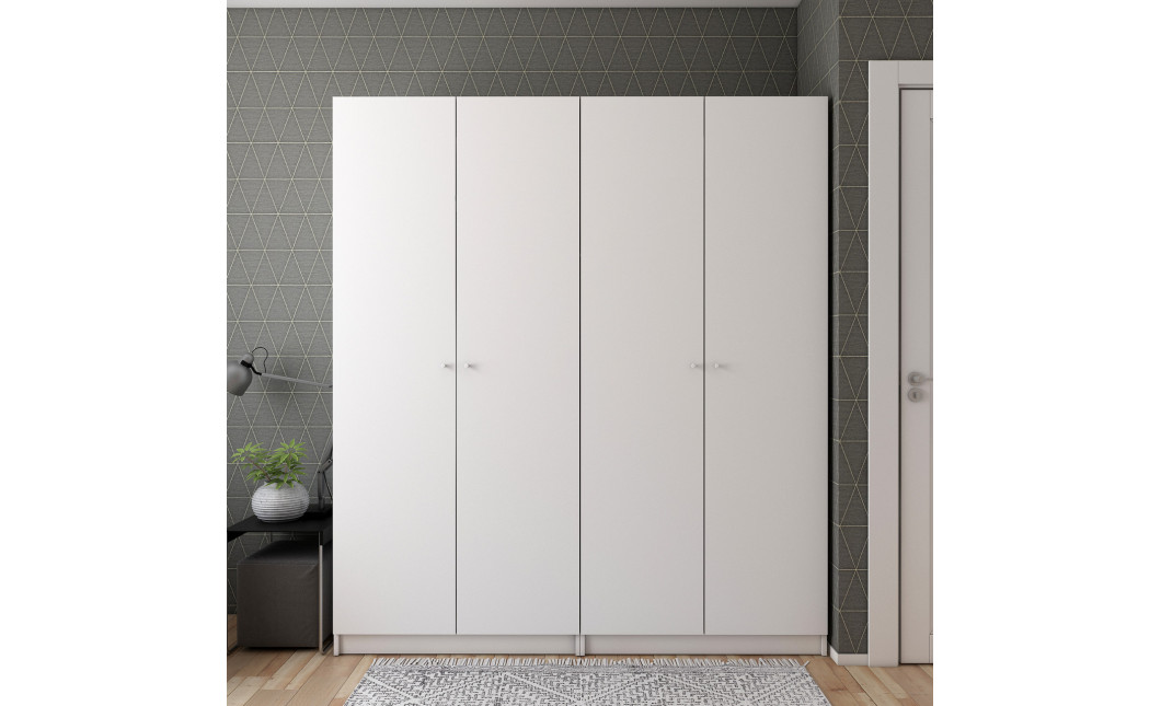 Nyílóajtós gardróbszekrény Doros Promo Fehér 2+2 bútorlap 180x48x204 (42005008)