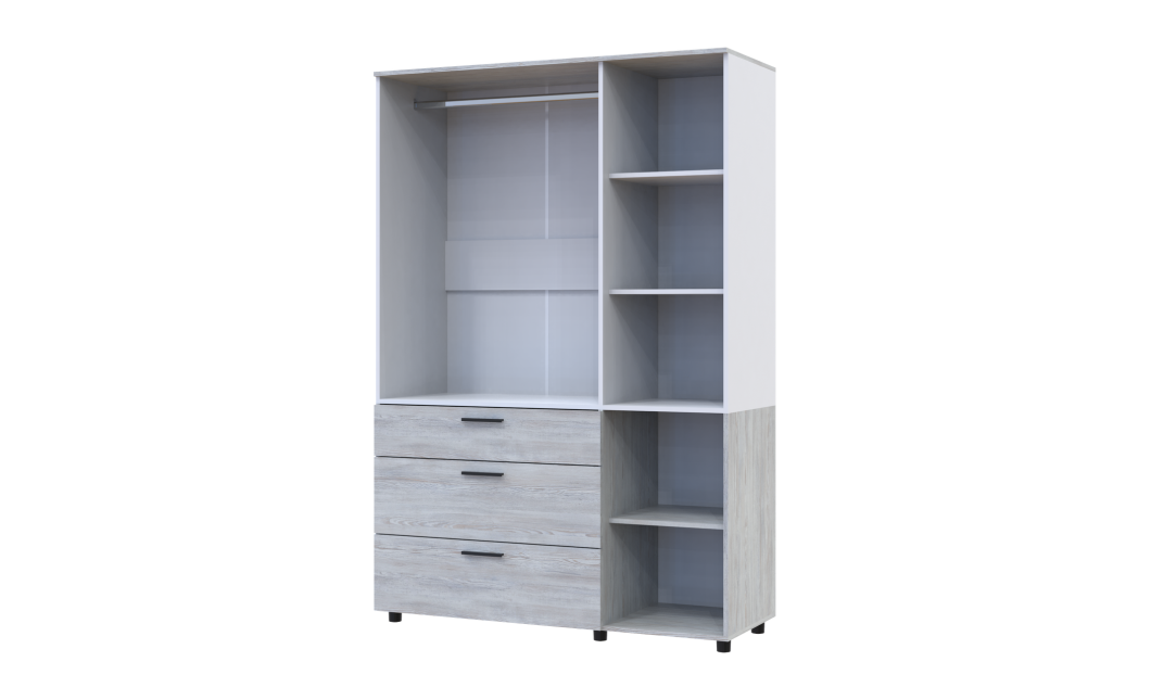 Nyílóajtós gardrobszekrény Doros Thorn Natti Lúcc/Fehér 3 ajtó/3 fiók vállfás 135x51,6x200 (44900509)