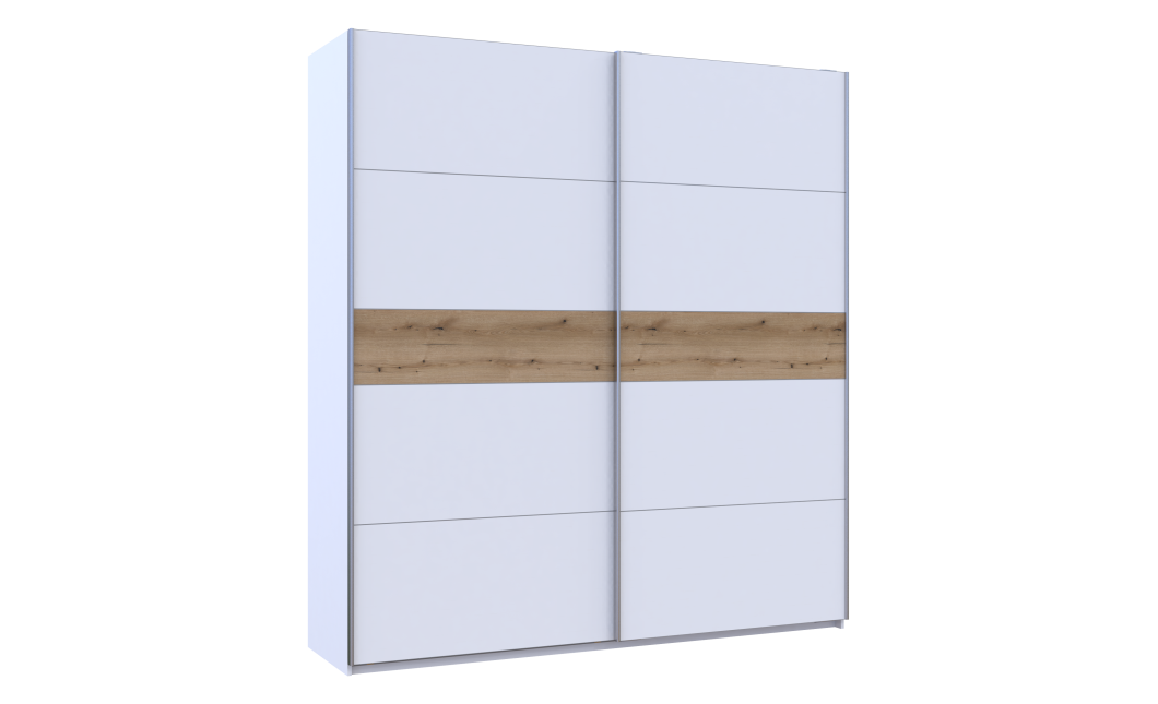 Tolóajtós gardróbszekrény Doros G-Caiser fehér/fehér Ewok tölgy betéttel 2 bútorlap / 5 rész 220x60x240 (44900283)