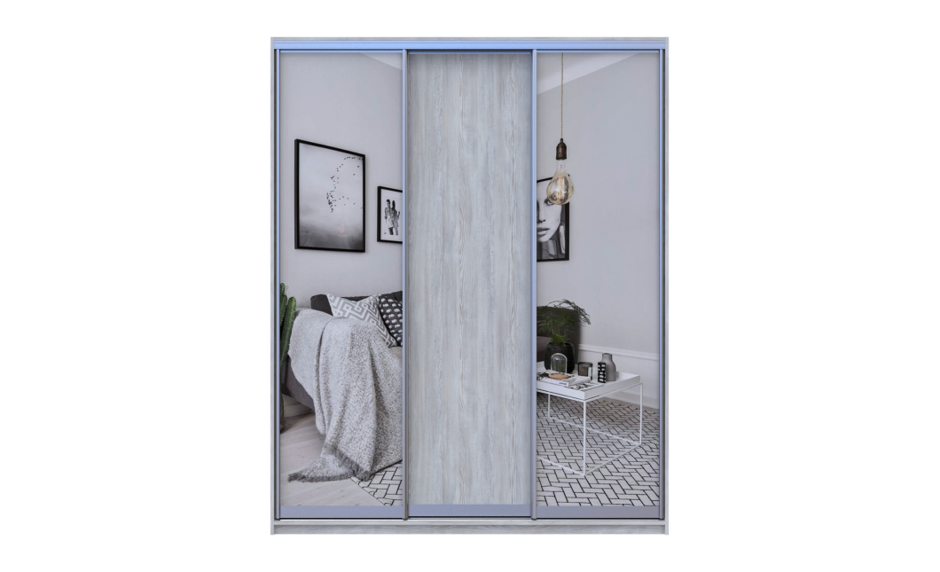 Tolóajtós gardróbszekrény Doros City light Natti Lúc 1 bútorlap / 2 tükör 180x60x225 (80736520)