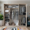 Tolóajtós gardróbszekrény Doros City light Sonoma tölgy 1 bútorlap / 2 tükör 225х60х225 (42002136)