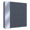 Nyílóajtós gardróbszekrény Doros Gelár Grafitszürke 4 bútorlap / Tükör 194x49,5x203,4 (42002161)