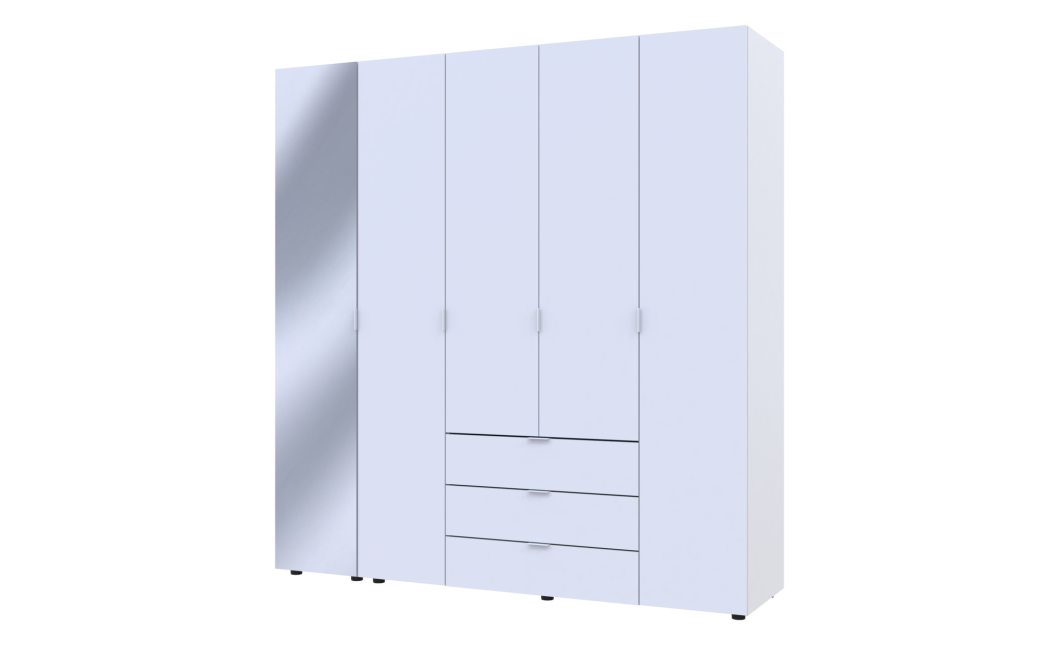 Nyílóajtós gardróbszekrény Doros Gelár Fehér 4 bútorlap / Tükör 194x49,5x203,4 (42002160)