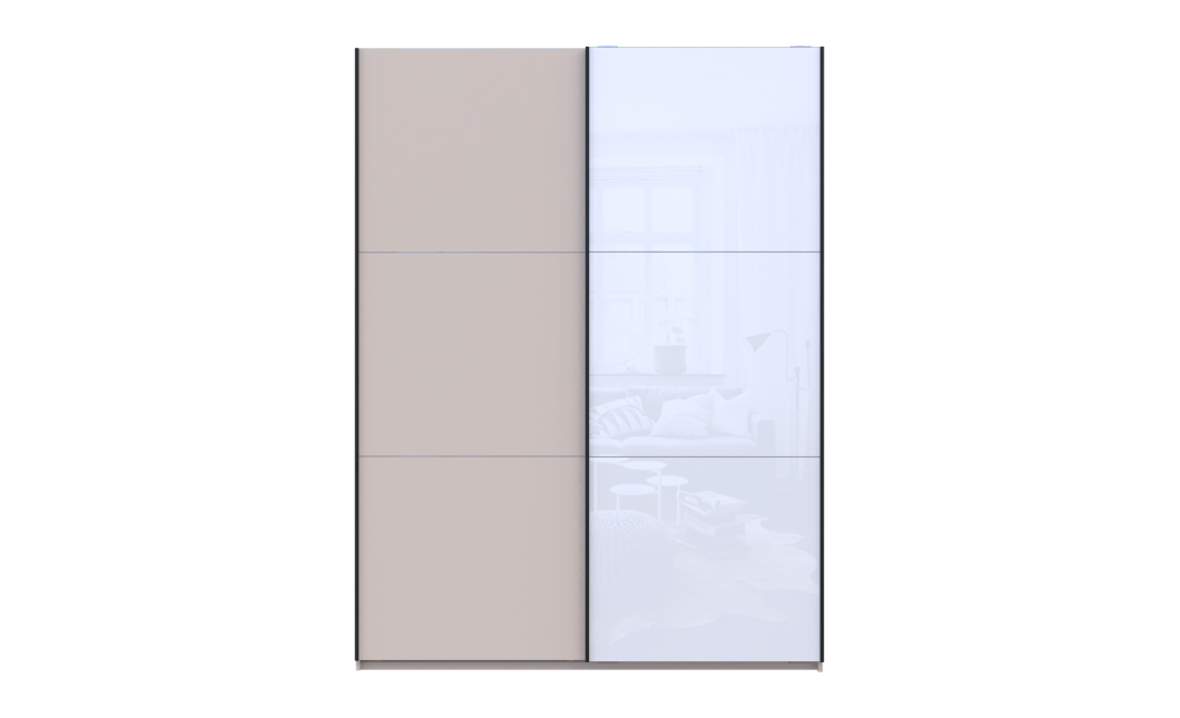 Tolóajtós gardróbszekrény Doros G-Caiser Kasmír / Fehér 1 bútorlap / 1 üveg 3 rész 180x60x240 (42005322)