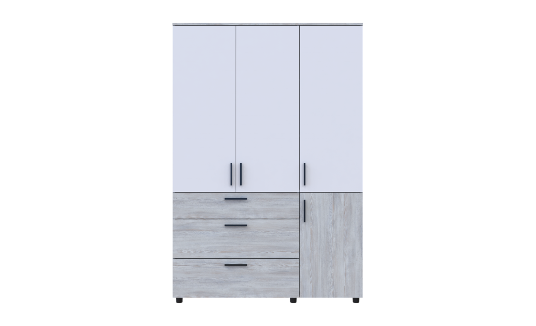Nyílóajtós gardrobszekrény Doros Thorn Natti Lúcc/Fehér 3 ajtó/3 fiók polcokkal 135x51,6x200 (44900510)