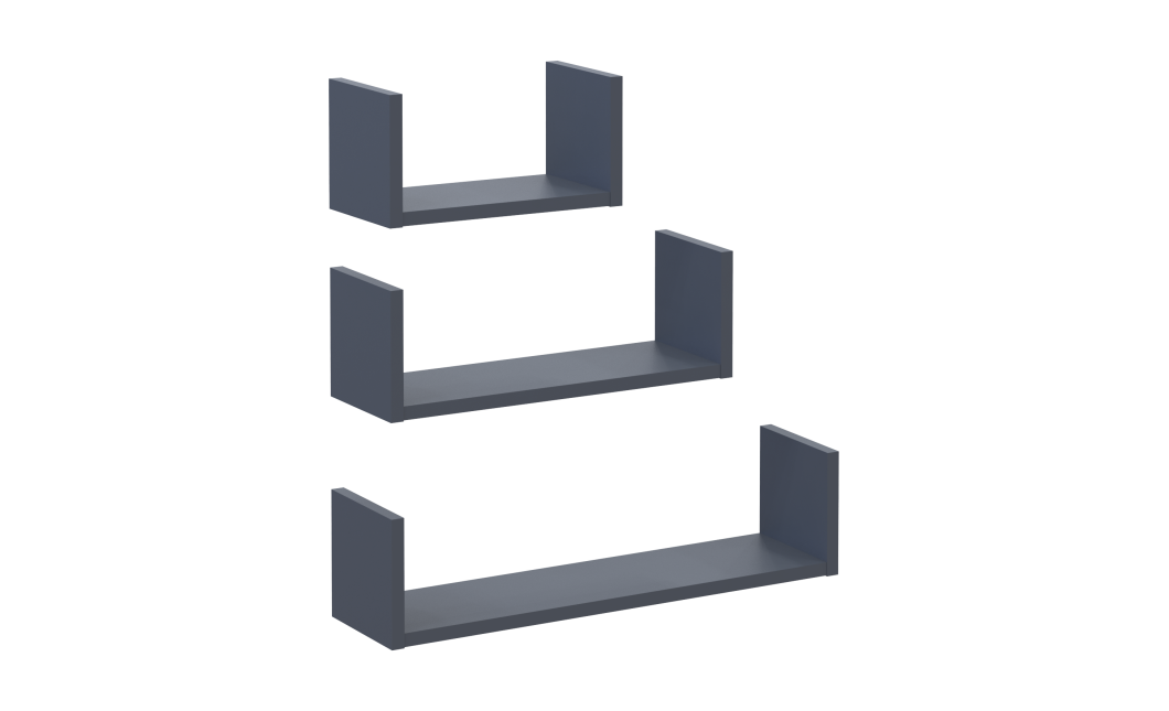 Polcrendszer Doros Feel Grafitszürke 3 db 30/45/60х15х15 (41516078)