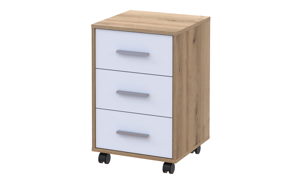 Kerekes szekrény Doros T3 Ewok tölgy / Fehér 43x42x66,4 (41901068)
