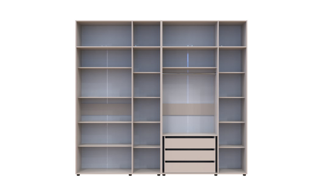 Gardróbszekrény fiókokkal, polcokkal és felsőszekrénnyel Doros Kasper Kasmír 3+3 ajtó 270x48x245 (42005580)