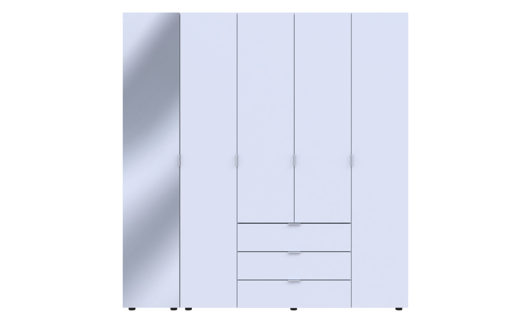 Nyílóajtós gardróbszekrény Doros Gelár Fehér 4 bútorlap / Tükör 194x49,5x203,4 (42002160)