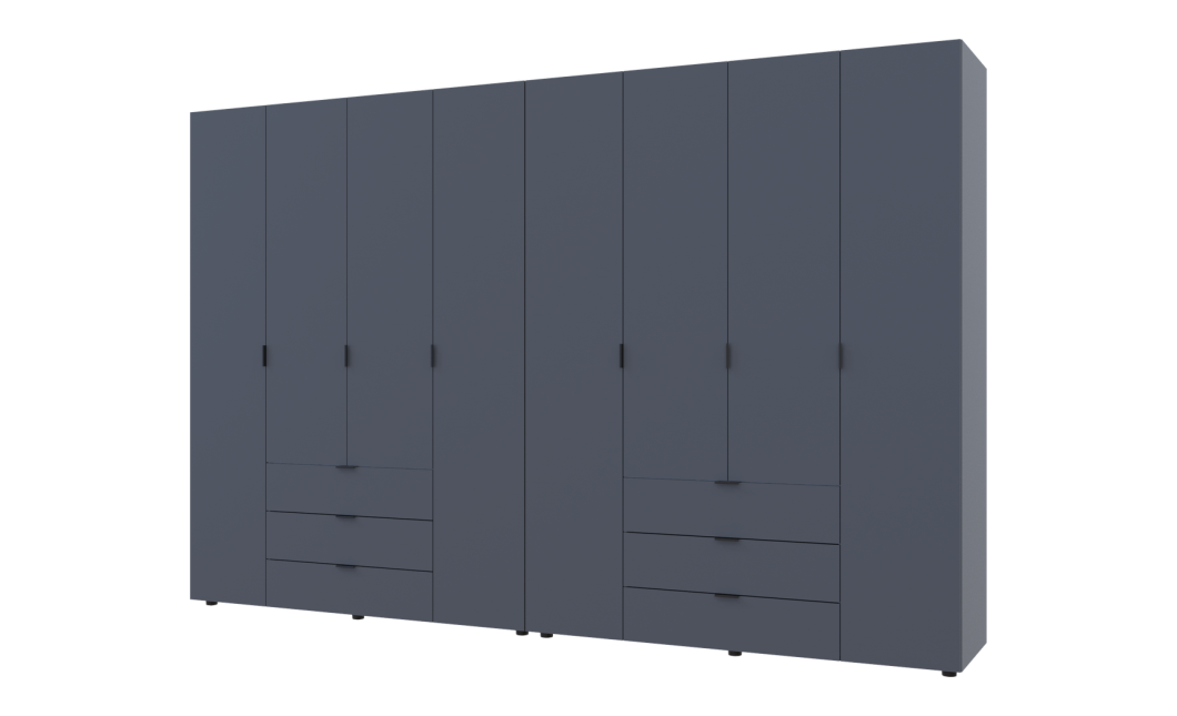 Nyílóajtós gardróbszekrény Doros Gelár szett Grafitszürke 4+4 bútorlap 310x49,5x203,4 (42002130)