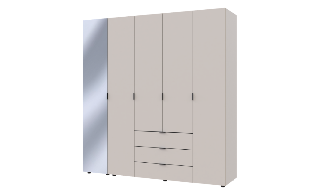 Nyílóajtós gardróbszekrény Doros Gelár kasmír 4 bútorlap / Tükör 194x49,5x203,4 (80737659)