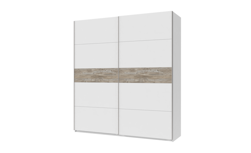 Tolóajtós gardróbszekrény Doros G-Caiser Fehér / Fehér Klondike 2 bútorlap / 5 rész 220x60x240 (42003001)
