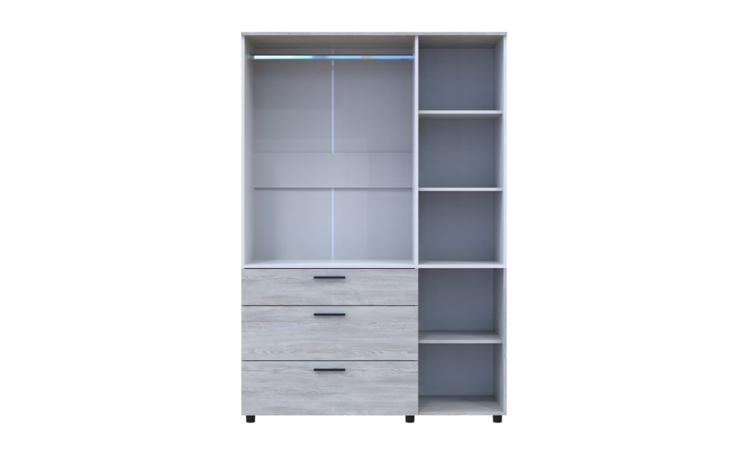 Nyílóajtós gardrobszekrény Doros Thorn Natti Lúcc/Fehér 3 ajtó/3 fiók vállfás 135x51,6x200 (44900509)