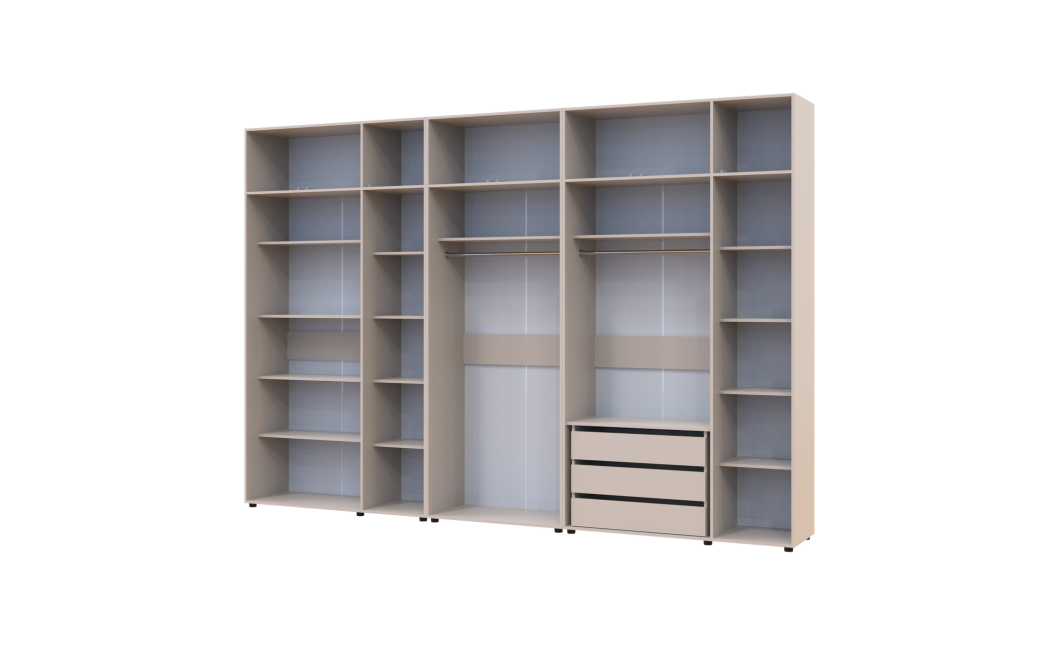 Gardróbszekrény fiókokkal, polcokkal és felsőszekrénnyel Doros Kasper Kasmír 3+2+3 ajtó 360x48x245 (42005744)