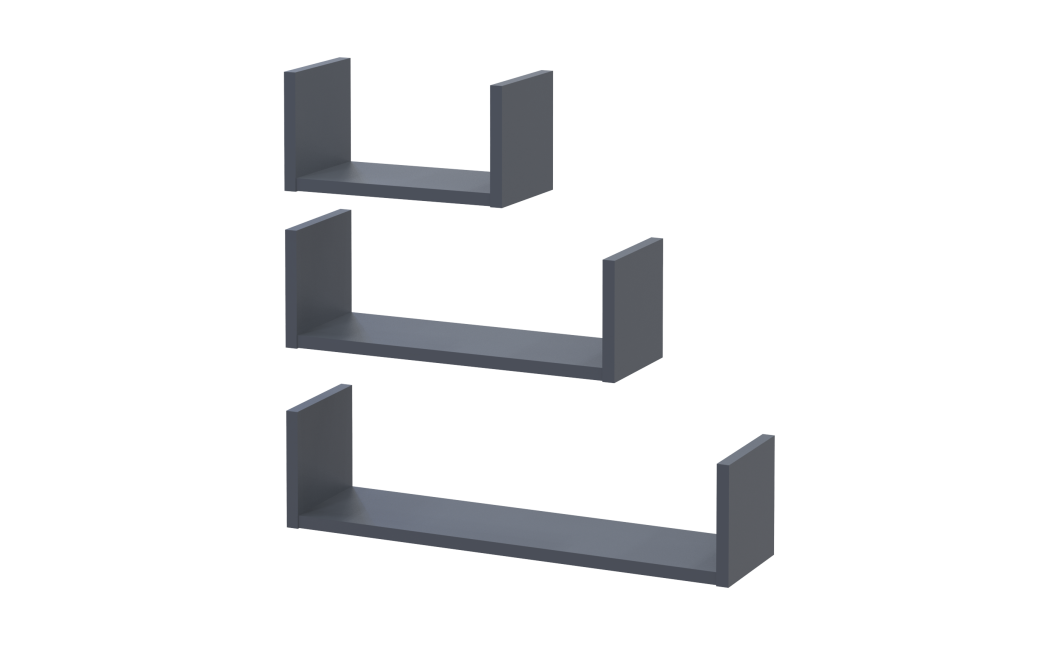 Polcrendszer Doros Feel Grafitszürke 3 db 30/45/60х15х15 (41516078)