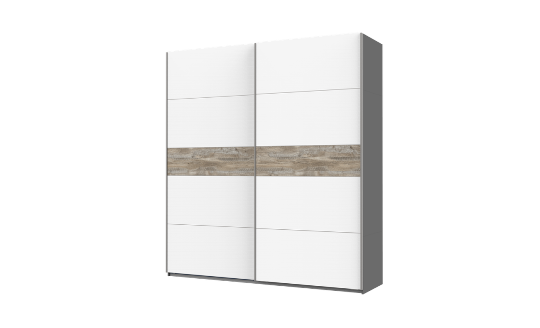 Tolóajtós gardróbszekrény Doros G-Caiser grafit / fehér Klondike betéttel 2 bútorlap / 5 rész 220x60x240 (42001015)