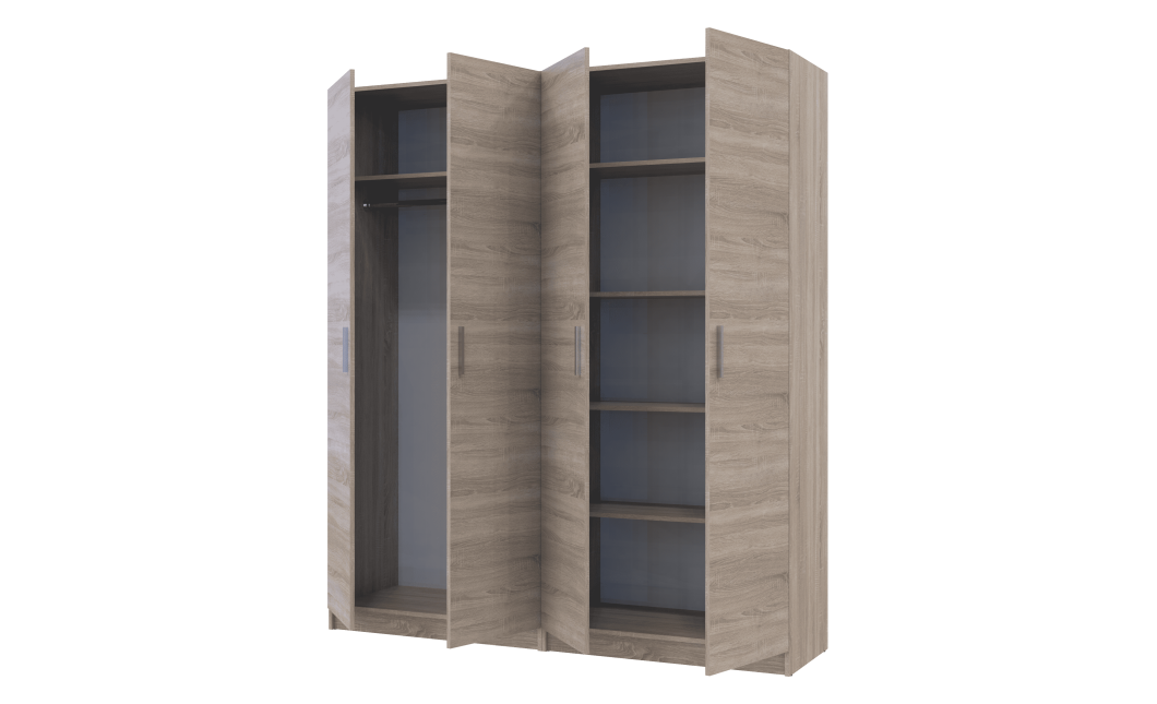 Gardróbszekrény szett Doros Promo polcokkal Sonoma tölgy 2+2 bútorlap 180x48x204 (44900287)