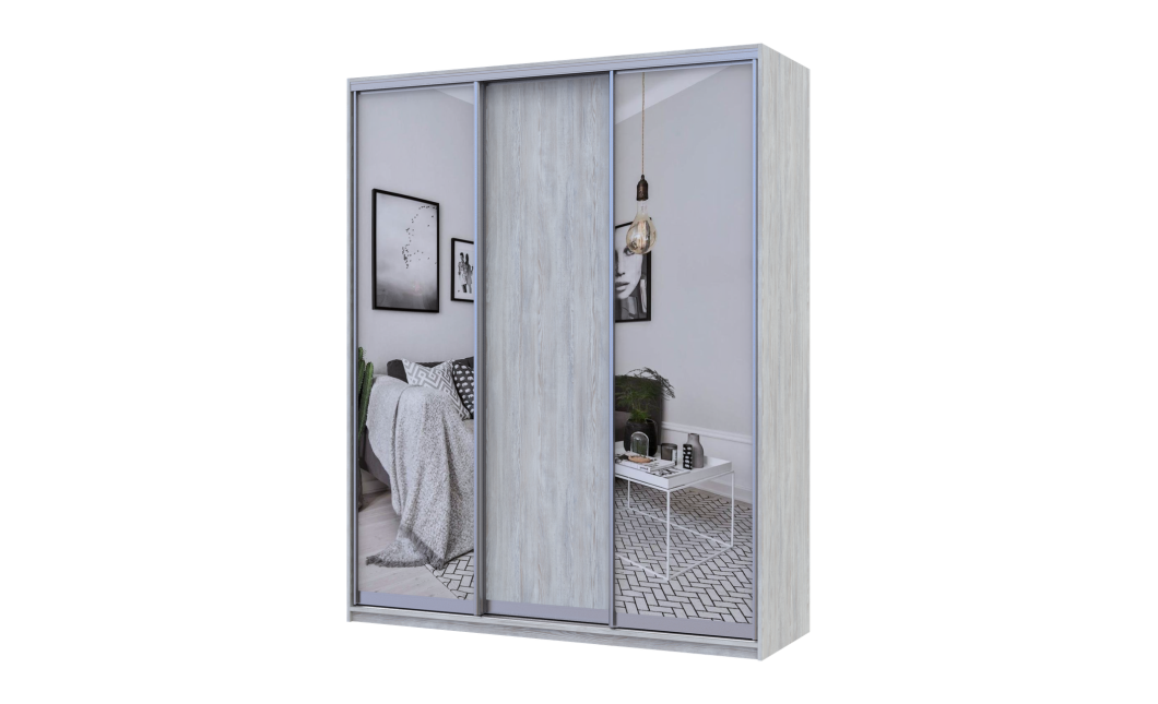 Tolóajtós gardróbszekrény Doros City light Natti Lúc 1 bútorlap / 2 tükör 180x60x225 (80736520)