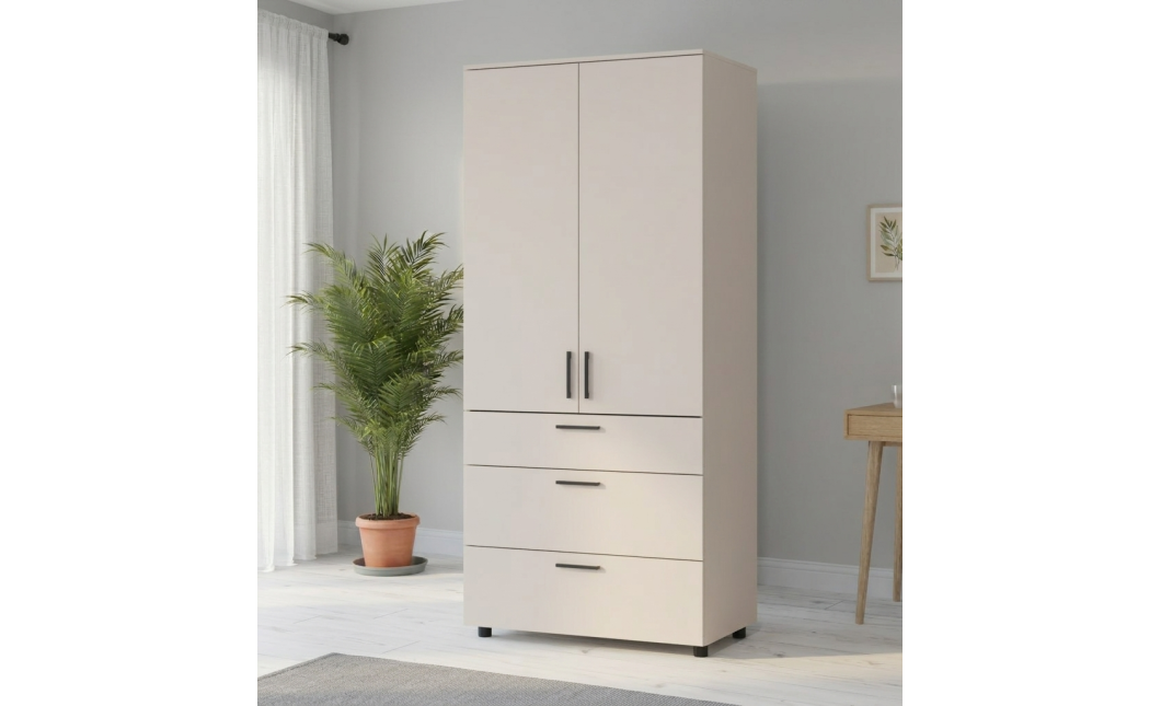 Nyílóajtós gardrobszekrény Doros Thorn Kasmír 2 ajtó/3 fiók polcokkal 90x51,6x200 (44900450)