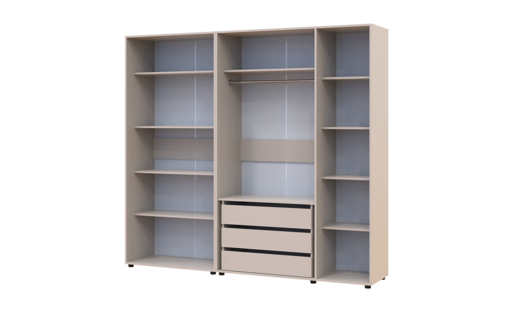 Gardróbszekrény polcokkal és fiókokkal Doros Kasper Kasmír 2+3 ajtó 225x48x204 (42005550)