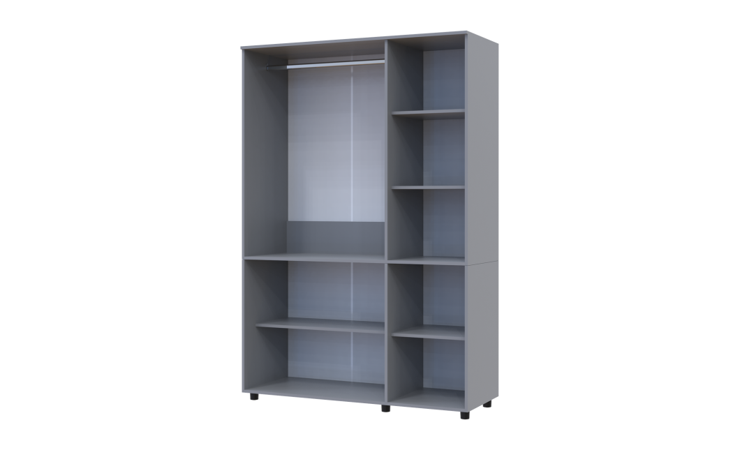 Nyílóajtós gardrobszekrény Doros Thorn Szürke 3 ajtó vállfás 135x51,6x200 (44900487)
