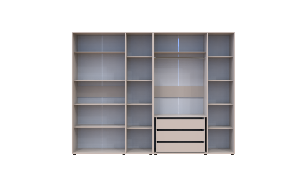 Gardróbszekrény polcokkal és fiókokkal Doros Kasper Kasmír 3+3 ajtó 270x48x204 (42005574)