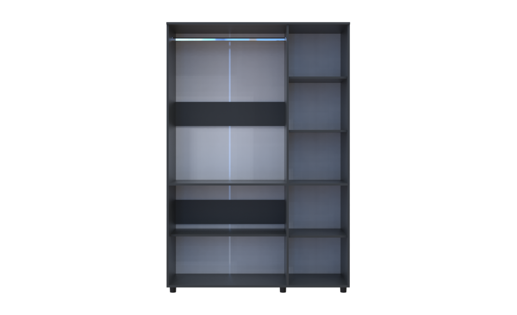Nyílóajtós gardrobszekrény Doros Thorn Antracit 3 ajtó vállfás 135x51,6x200 (44900491)