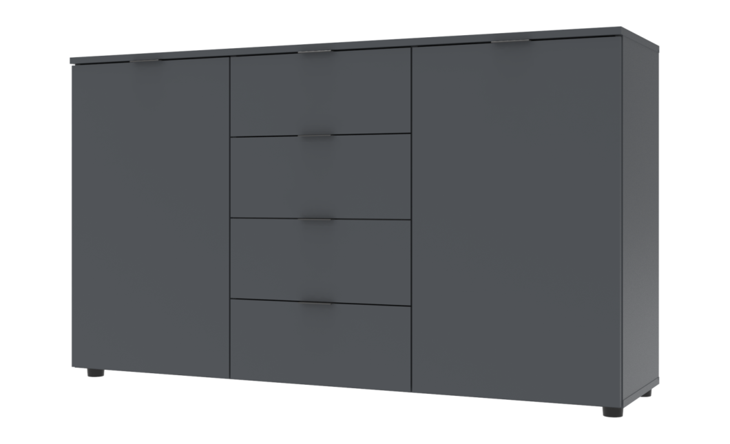 Komód Doros Ron 5 Grafitszürke 2 bútorlap 4 Fiók 140x38x81 (44900235)