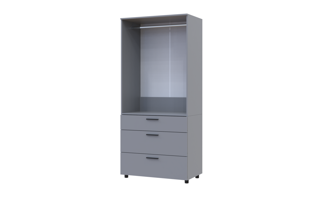 Nyílóajtós gardrobszekrény Doros Thorn Szürke 2 ajtó/3 fiók vállfás 90x51,6x200 (44900441)