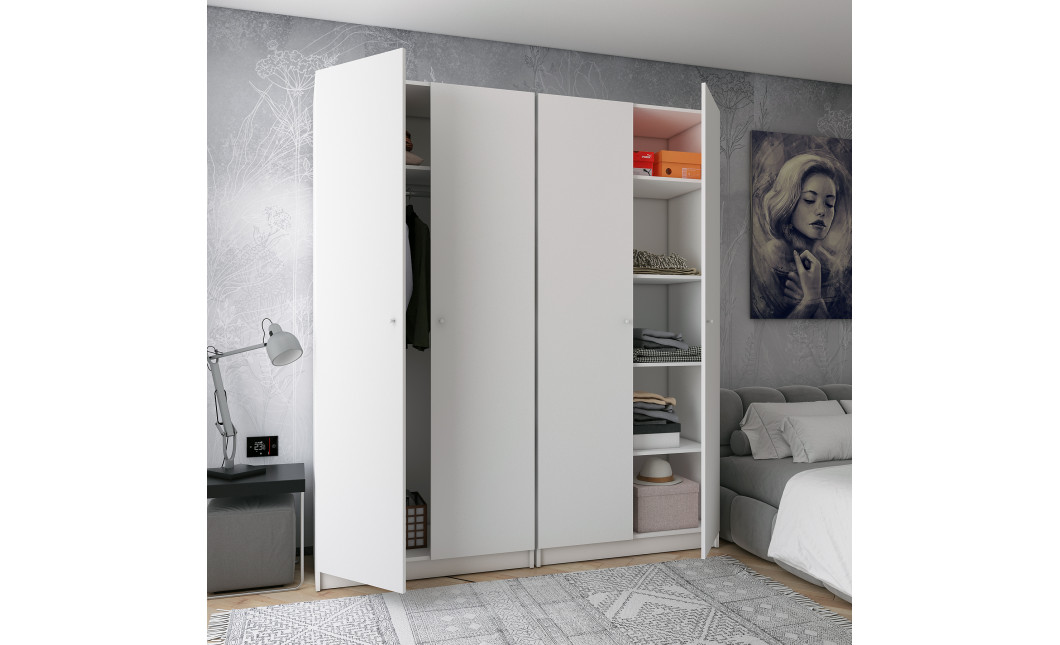 Gardróbszekrény szett Doros Promo polcokkal Fehér 2+2 bútorlap 180x48x204 (44900288)