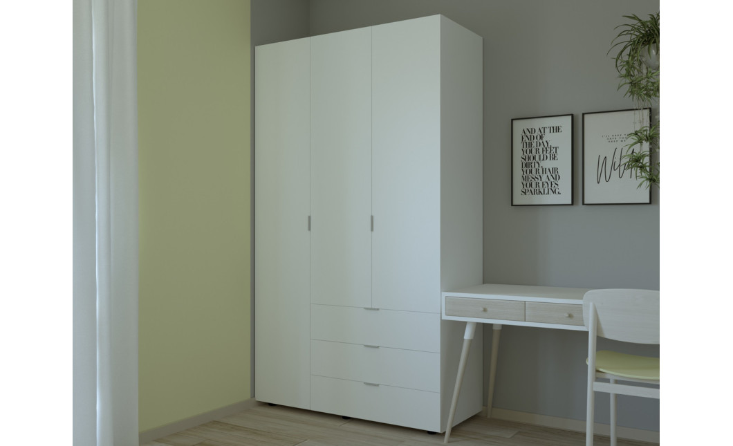 Nyílóajtós gardróbszekrény Doros Gelár Fehér 3 bútorlap 116,2x49,5x203,4 (80397641)