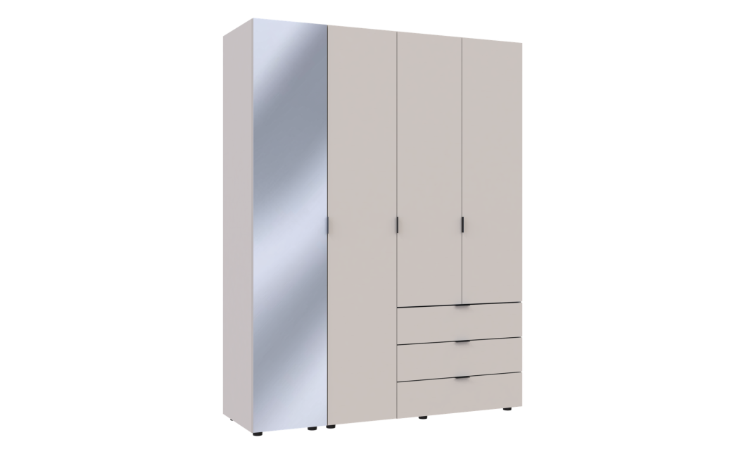 Nyílóajtós gardróbszekrény Doros Gelár kasmír 3 bútorlap / Tükör 155x49,5x203,4 (80737657)