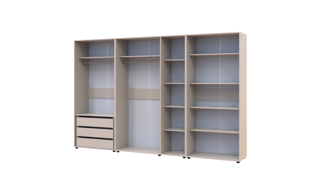 Gardróbszekrény polcokkal és fiókokkal Doros Kasper Kasmír 2+3+2 ajtó 315x48x204 (42005738)