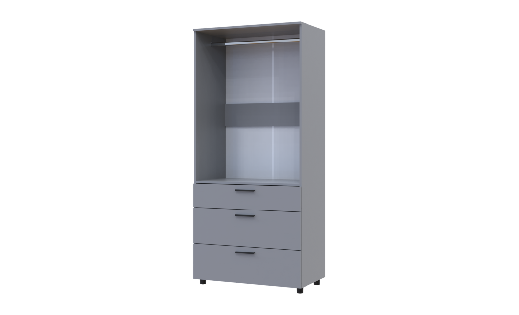 Nyílóajtós gardrobszekrény Doros Thorn Szürke 2 ajtó/3 fiók vállfás 90x51,6x200 (44900441)