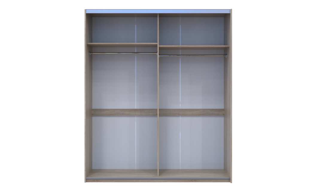 Tolóajtós gardróbszekrény Doros L-Caiser Sonoma tölgy / Fehér Klondike 2 bútorlap 180x60x213 (65789455)