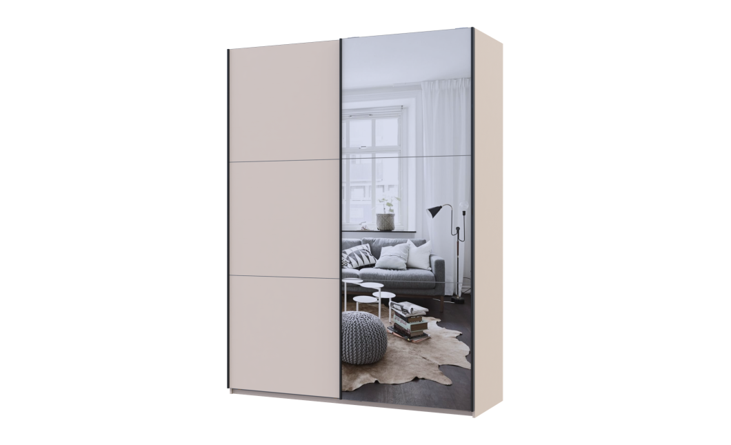 Tolóajtós gardróbszekrény Doros G-Caiser Kasmír / Kasmír 1 bútorlap / 1 Tükör 3 rész 180x60x240 (42005321)