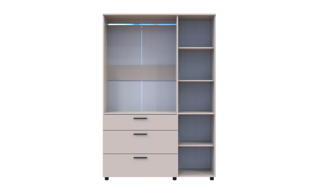 Nyílóajtós gardrobszekrény Doros Thorn Kasmír 3 ajtó/3 fiók vállfás 135x51,6x200 (44900497)