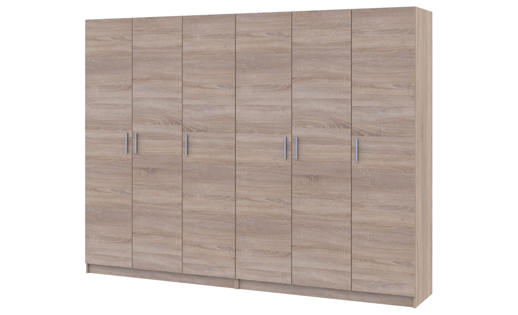 Nyílóajtós gardróbszekrény Doros Promo Sonoma tölgy 3+3 bútorlap 270x48x204 (42005005)