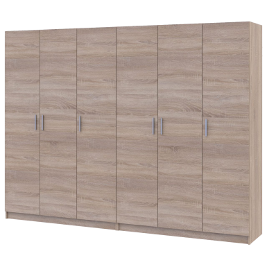 Nyílóajtós gardróbszekrény Doros Promo Sonoma tölgy 3+3 bútorlap 270x48x204 (42005005)