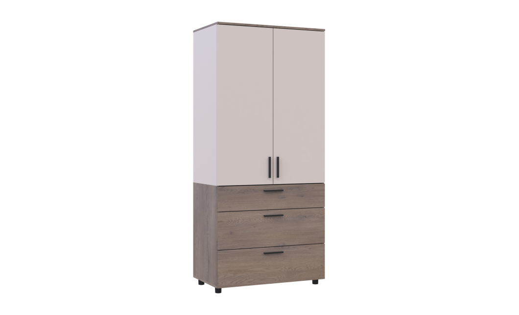 Nyílóajtós gardrobszekrény Doros Thorn Cremona Cannolo/Kasmír 2 ajtó/3 fiók polcokkal 90x51,6x200 (44900454)