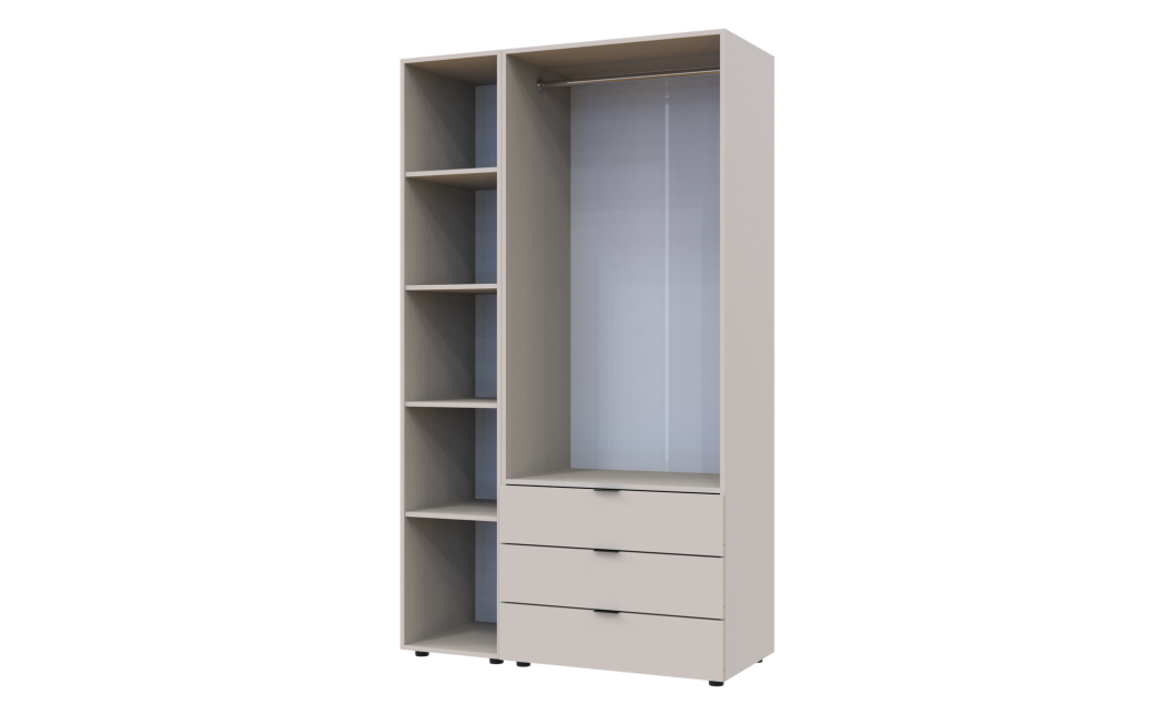 Nyílóajtós gardróbszekrény Doros Gelár kasmír 2 bútorlap / Tükör 116,5x49,5x203,4 (80737655)