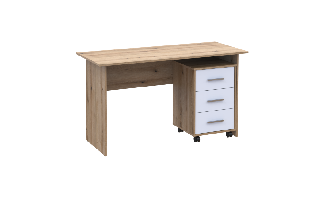 Számítógépasztall Doros T3 Ewok tölgy / Fehér 120x60x78 (41901064)