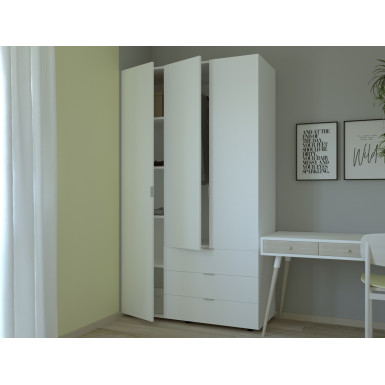 Nyílóajtós gardróbszekrény Doros Gelár Fehér 3 bútorlap 116,2x49,5x203,4 (80397641)