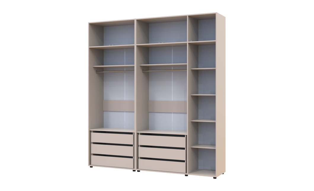 Gardróbszekrény fiókokkal és felsőszekrénnyel Doros Kasper Kasmír 2+3 ajtó 225x48x245 (42005554)