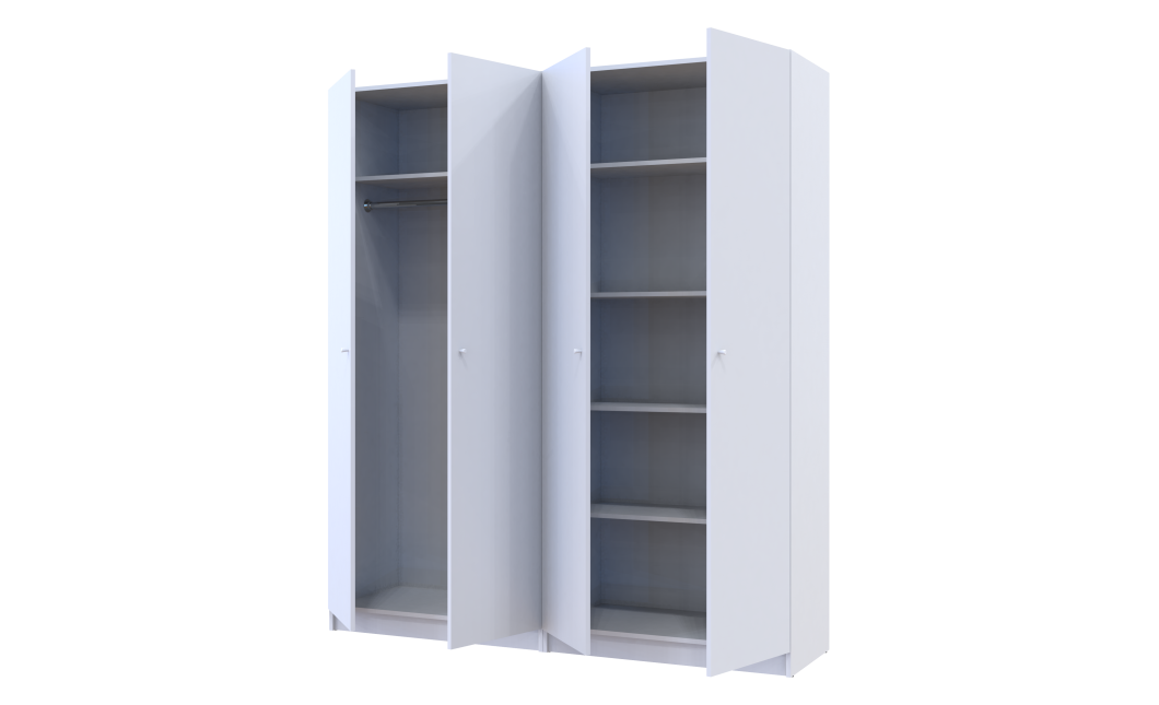 Gardróbszekrény szett Doros Promo polcokkal Fehér 2+2 bútorlap 180x48x204 (44900288)