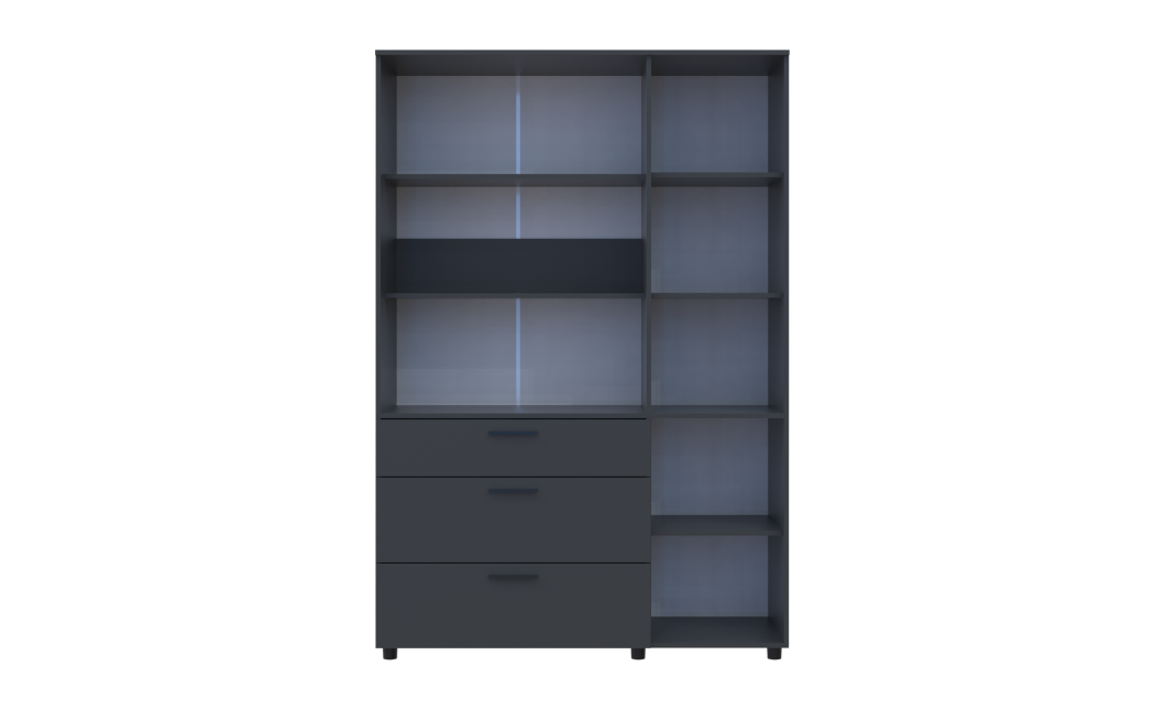 Nyílóajtós gardrobszekrény Doros Thorn Antracit 3 ajtó/3 fiók polcokkal 135x51,6x200 (44900494)